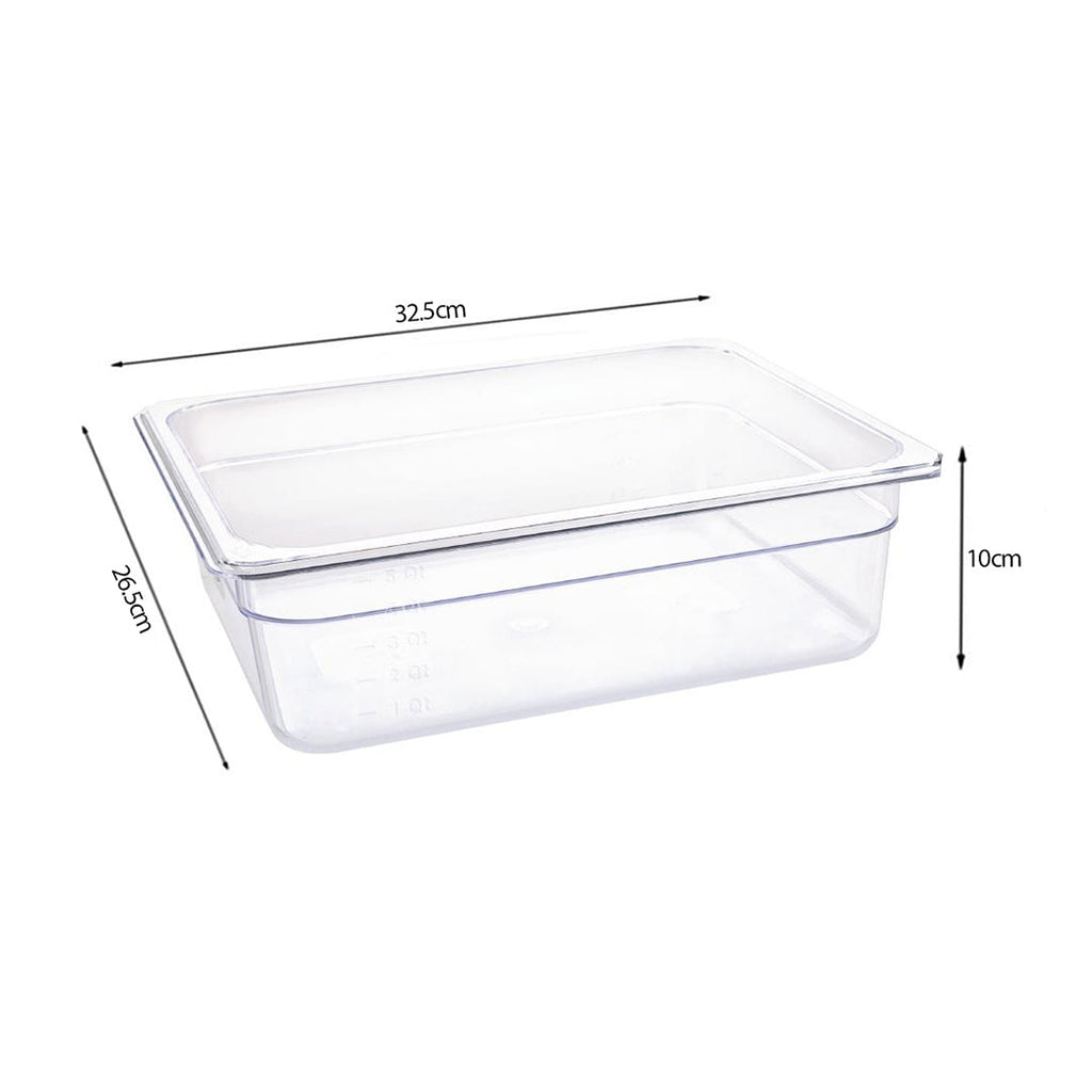 SOGA 100mm Clear Gastronorm GN Pan 1/2 Food Tray Storage Bundle of 4