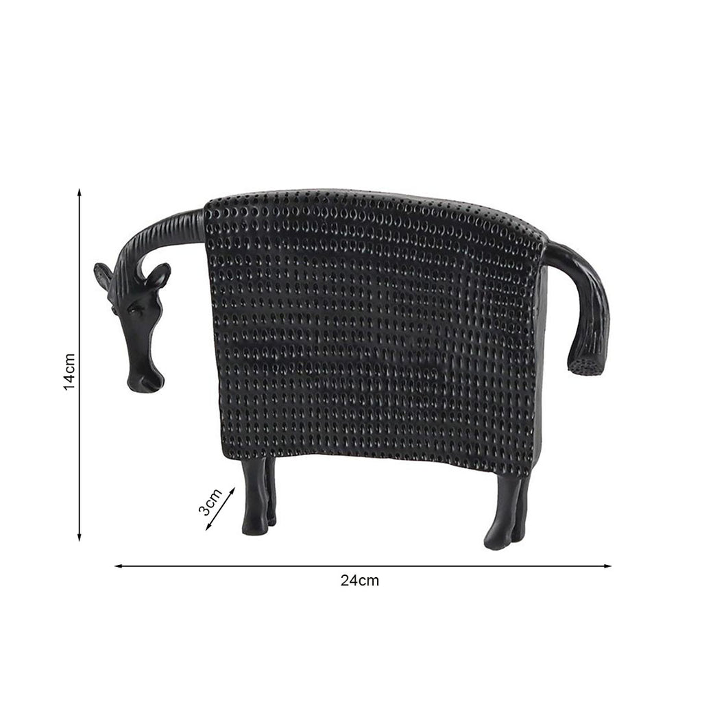 SOGA 24cm Black Cow Sculpture with Dotted Pattern in Resin