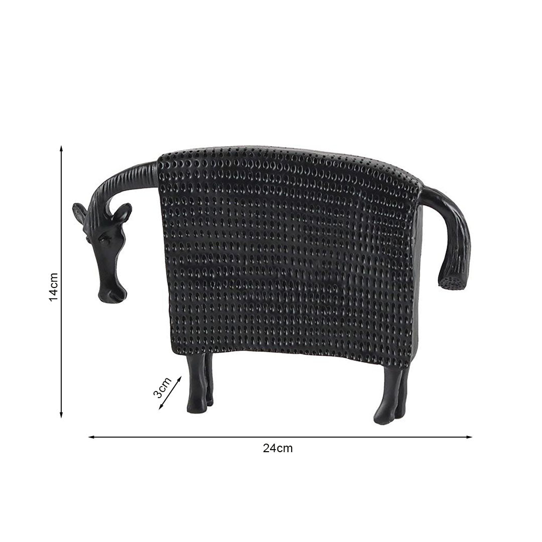 SOGA 24cm Black Cow Sculpture with Dotted Pattern in Resin