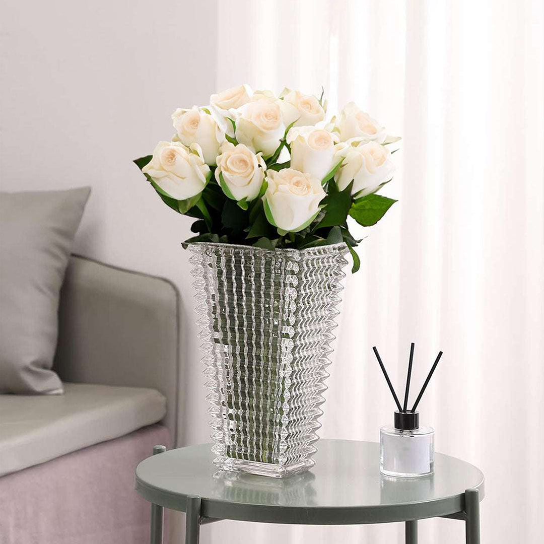 SOGA 28cm Handcrafted Clear Glass Vase Classic Design for Home Decor
