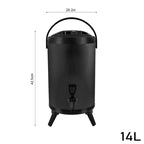 SOGA 14L Stainless Steel Insulated Milk Tea Barrel Hot and Cold Beverage Dispenser Container with Faucet Black
