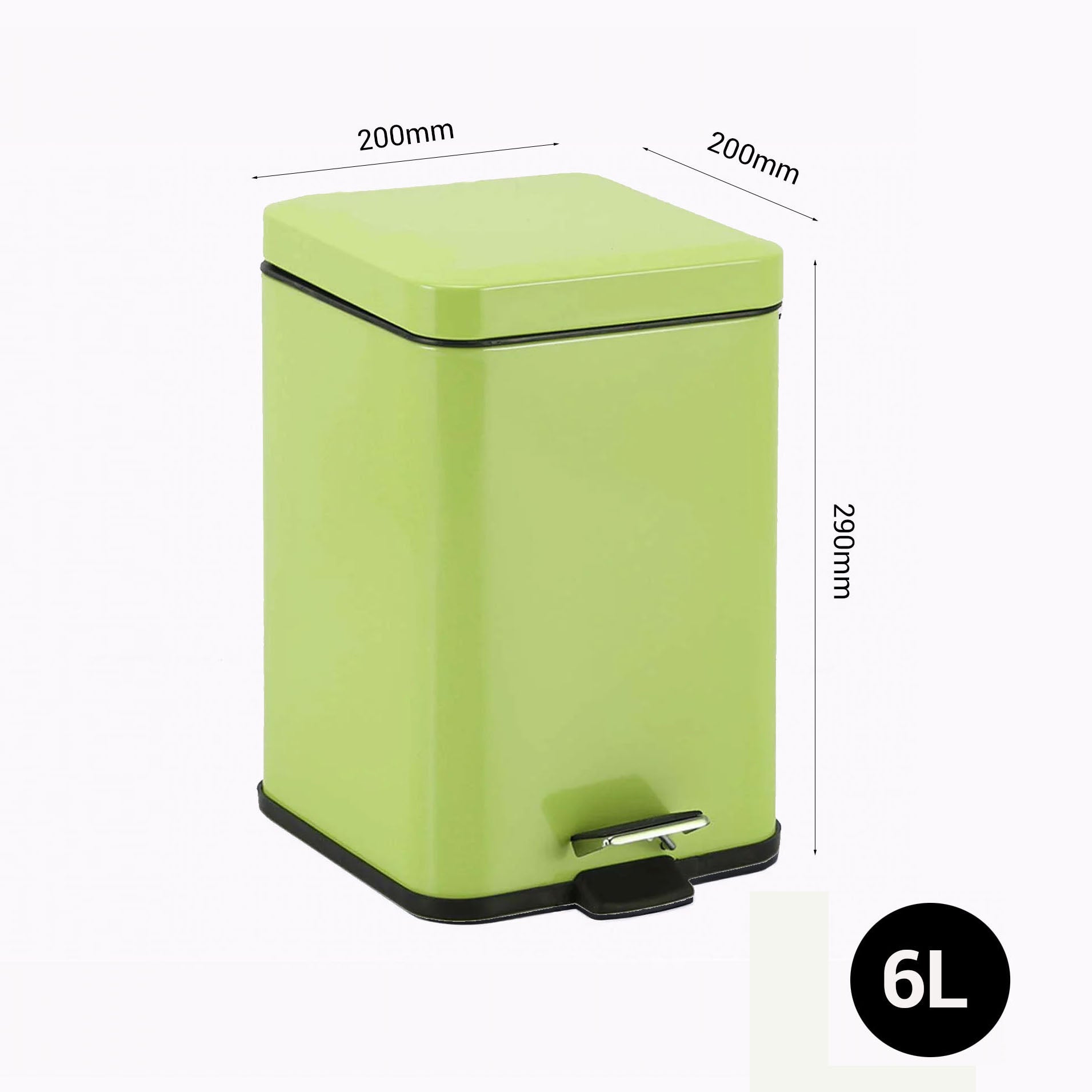 SOGA 4X Foot Pedal Stainless Steel Rubbish Recycling Garbage Waste Trash Bin Square 6L Green
