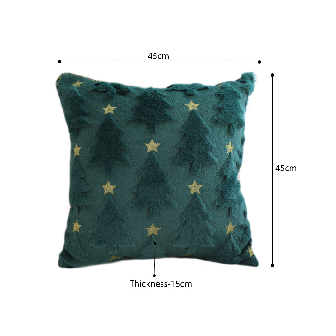 SOGA 2X 45cm Festive Teal Christmas Tree Gold Star Holiday Throw Pillow