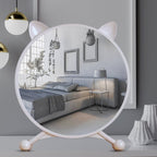 SOGA 2X 40cm White Smart Makeup Bedroom Table Mirror Cat Ear Style No LED Light