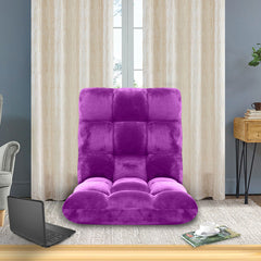 SOGA Floor Recliner Folding Lounge Sofa Futon Couch Folding Chair Cushion Purple x4