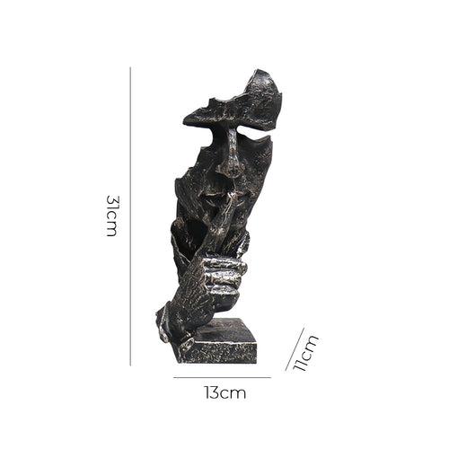 SOGA 31cm Resin Shush Statue – Abstract Silent Face Table Sculpture