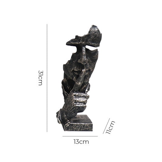 SOGA 31cm Resin Shush Statue – Abstract Silent Face Table Sculpture