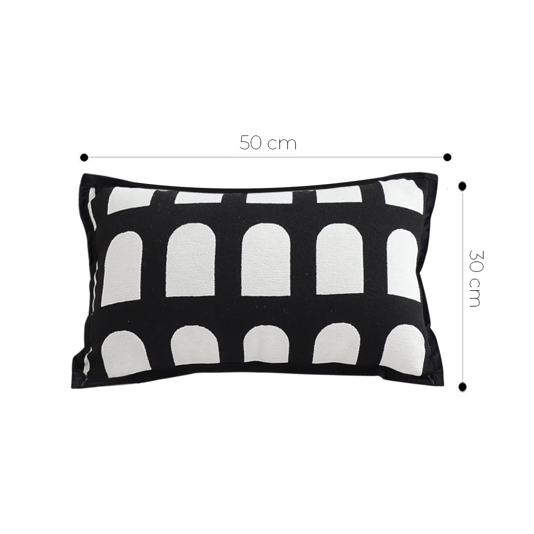 SOGA 30cm Contemporary Black White Geometric Pattern Throw Pillow