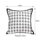 SOGA 2X 50cm Moroccan Black Cross Pattern Black Trim Decorative Throw Pillow