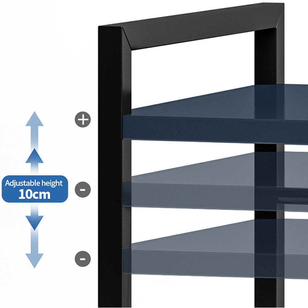 SOGA 3 Tier Steel Black Retractable Kitchen Microwave Oven Stand Multi-Functional Shelves Storage Organizer