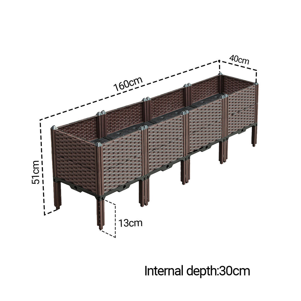 SOGA 2X 160cm Raised Planter Box Vegetable Herb Flower Outdoor Plastic Plants Garden Bed with Legs Deepen