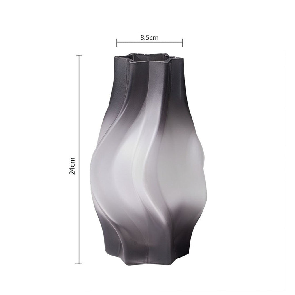 SOGA 24cm Glass Vase Grey with Beautiful glass Bubble Texture Art Vases