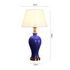 SOGA 4X Blue Ceramic Oval Table Lamp with Gold Metal Base
