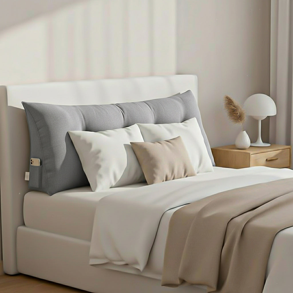 SOGA 4X 120cm Silver Triangular Wedge Bed Pillow Headboard Backrest Bedside Tatami Cushion Home Decor