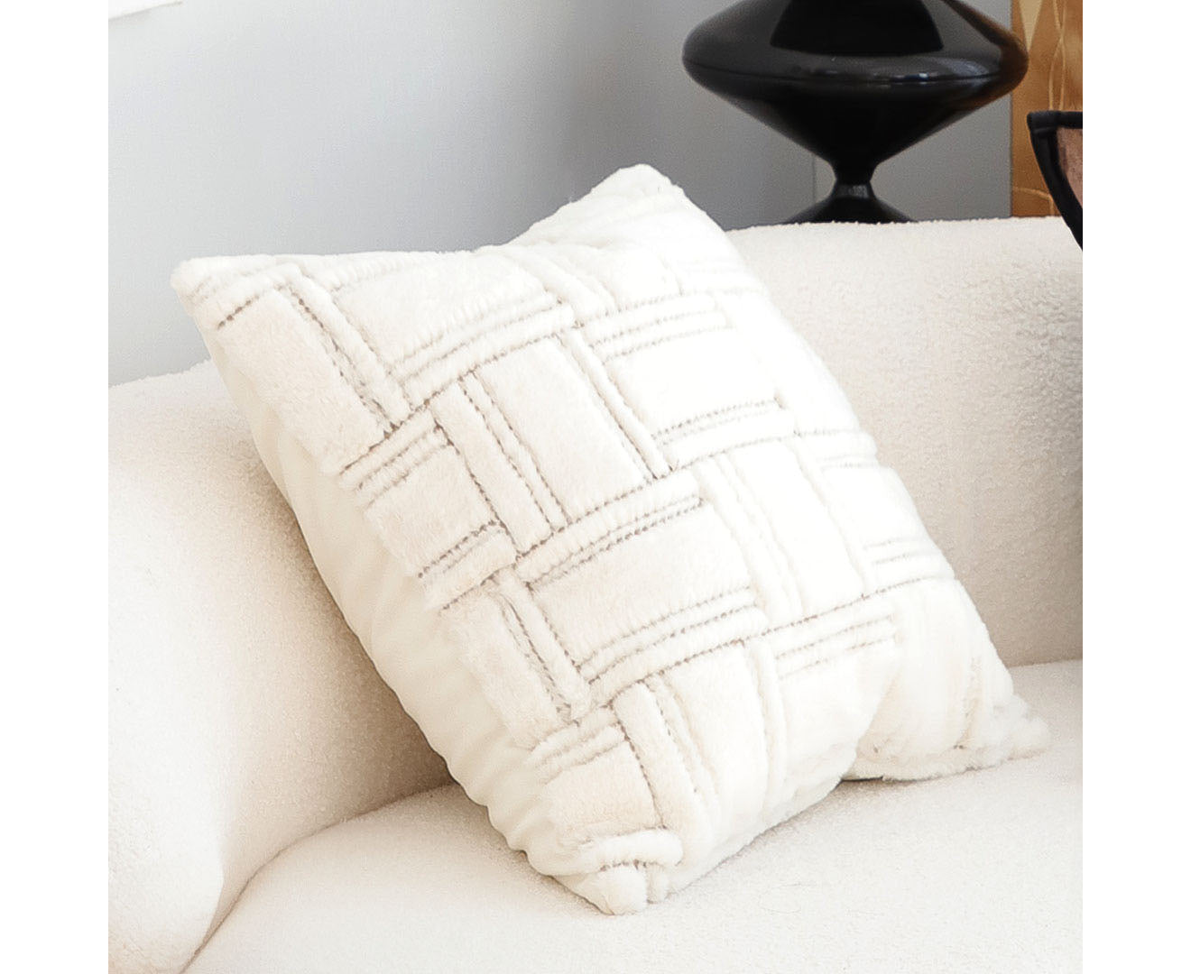 SOGA 45cm Bohemian Cream Tufted Grid Pattern Decorative Throw Pillow