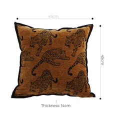 SOGA 2X 45cm Throw Pillow Dark Brown Leopard Square Retro Decorative Cushion for Living Room