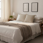 SOGA Home & Living Bundle – 2 Khaki Wabi-Sabi Tassel Pillows & Coffee Knitted Blanket