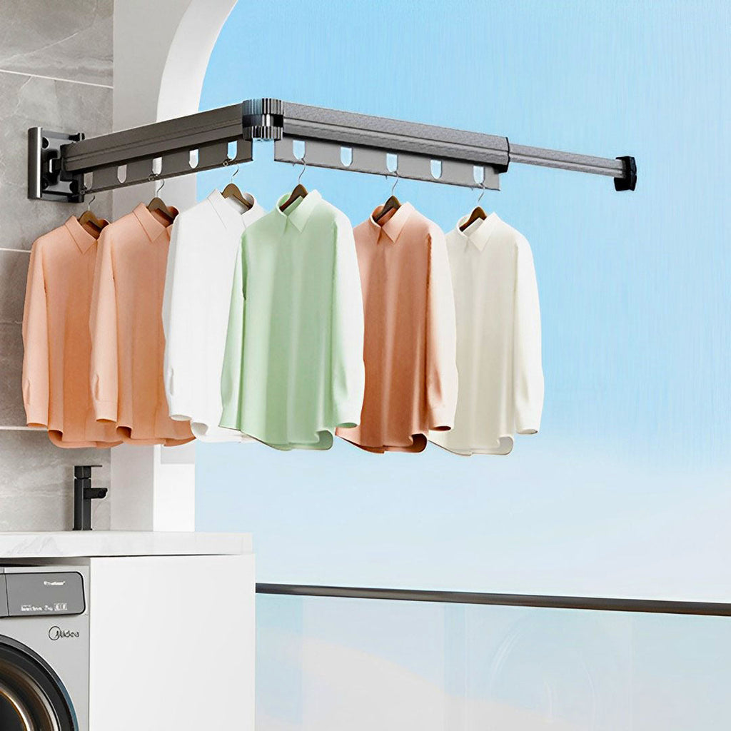 SOGA 2X 93.2cm Suction-Mounted Retractable Clothing Drying Rack