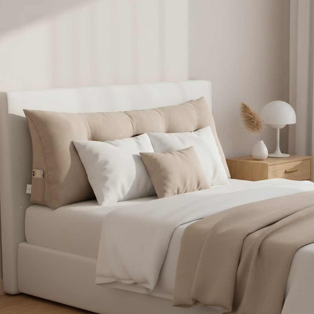 SOGA 120cm Beige Triangular Wedge Bed Pillow Headboard Backrest Bedside Tatami Cushion Home Decor