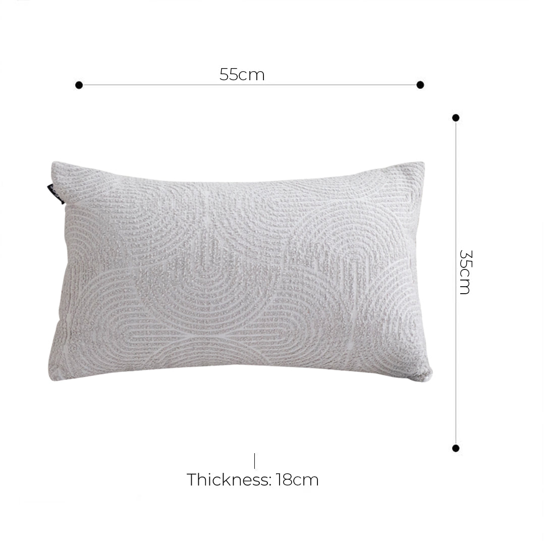 SOGA 2X 35cm Throw Pillow Beige Gray Lumbar Embroidered Decorative Cover Stitch for Home Decor