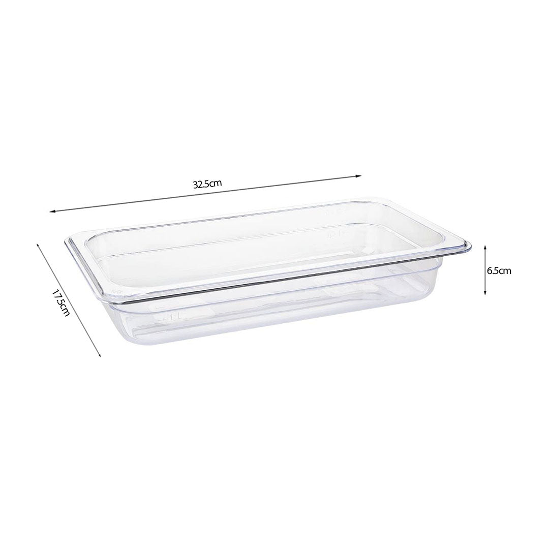 SOGA 65mm Clear Gastronorm GN Pan 1/3 Food Tray Storage Bundle of 4 with Lid