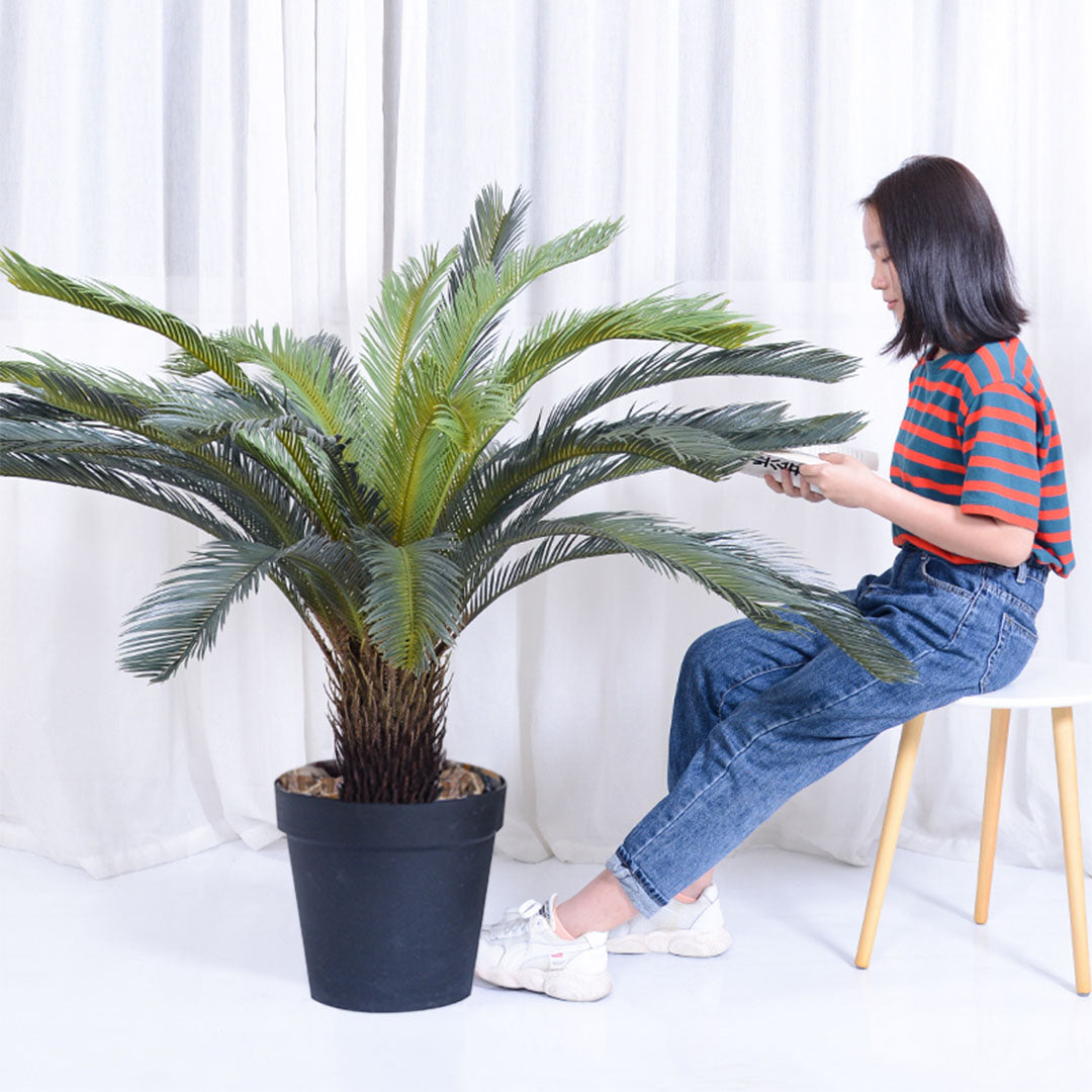 SOGA 2X 125cm Artificial Indoor Cycas Revoluta Cycad Sago Palm Fake Decoration Tree Pot Plant