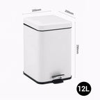 SOGA 2X Foot Pedal Stainless Steel Rubbish Recycling Garbage Waste Trash Bin Square 12L White