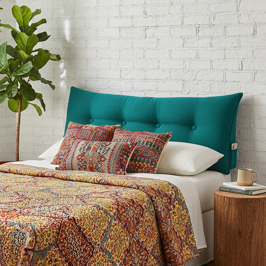 SOGA 2X 120cm Blue Green Triangular Wedge Bed Pillow Headboard Backrest Bedside Tatami Cushion Home Decor