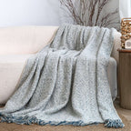 SOGA 2X Light Blue-Gray Tassel Throw Blanket 160x200cm Soft Polyester $ 155