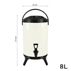 SOGA 8L Stainless Steel Insulated Milk Tea Barrel Hot and Cold Beverage Dispenser Container with Faucet White