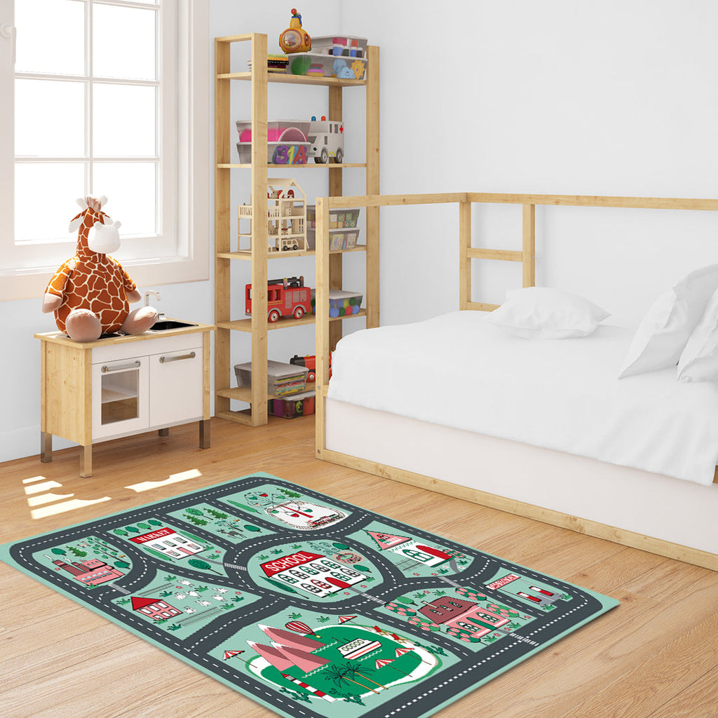 SOGA 2X 120cm Kids Rug Street Map Play Mat Educational Baby Theme Park Area Rugs