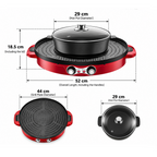SOGA 2-in-1 44CM Electric Hot Pot BBQ Grill Maifan Stone Non-Stick Coating 2100W