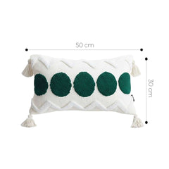 SOGA 30cm Cream Green Circle Pom Chevron Tassel Decorative Pillow $ 72