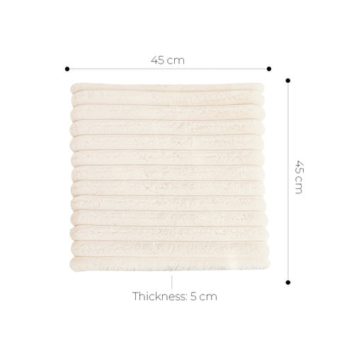 SOGA 2X 45cm Cream Corduroy Square Cushion Soft Leaning Plush Backrest Throw Seat Pillow