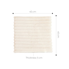 SOGA 2X 45cm Cream Corduroy Square Cushion Soft Leaning Plush Backrest Throw Seat Pillow