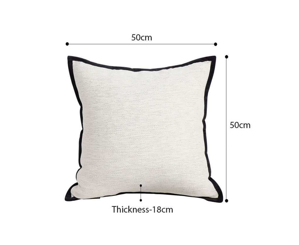 SOGA 50cm Classic Natural Linen Black Piped Edge Decorative Throw Pillow