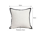 SOGA 50cm Classic Natural Linen Black Piped Edge Decorative Throw Pillow