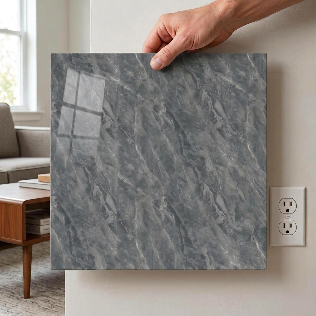 SOGA Peel & Stick Floor and Wall Tiles 30 x 30cm 10 Pack Grey Faux Marble