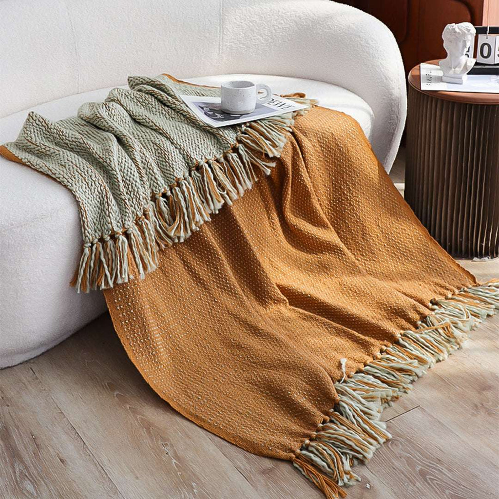 SOGA 2X Mustard Yellow Throw Blanket 127x170cm Soft Acrylic $ 161