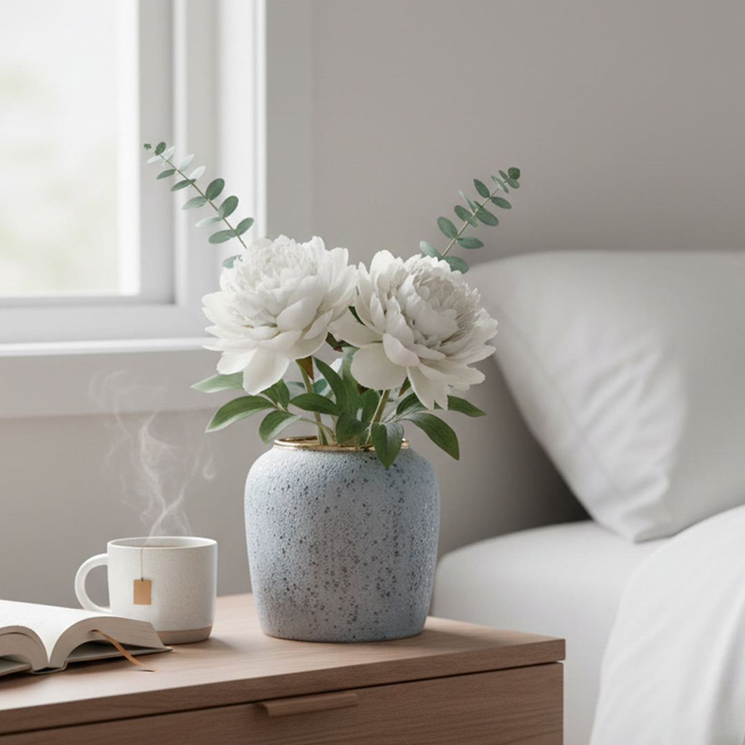 SOGA 21x22cm Grey Small Ceramic Flower Vase Elegant Living Room Home Decor