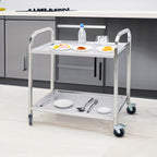 SOGA 2 Tier Stainless Steel Kitchen Dinning Food Cart Trolley Utility Round 86x54x94cm Large