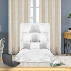 SOGA Floor Recliner Folding Lounge Sofa Futon Couch Folding Chair Cushion White x2