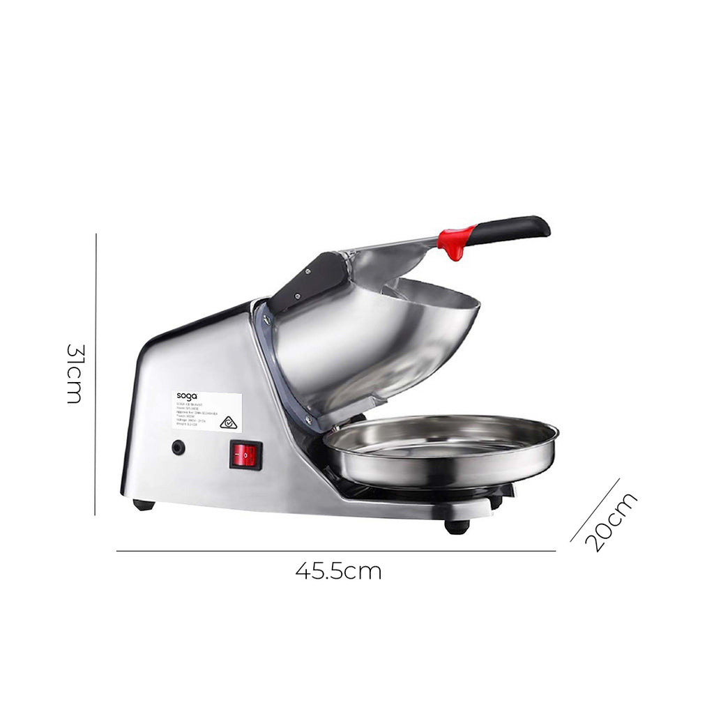 SOGA Dual Blade Ice Shaver Electric Stainless Steel Ice Crusher Slicer Machine Commercial