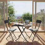 SOGA Home & Living Bundle – Black Folding Dining Table & 2 Foldable Chairs for Home Decor $ 0