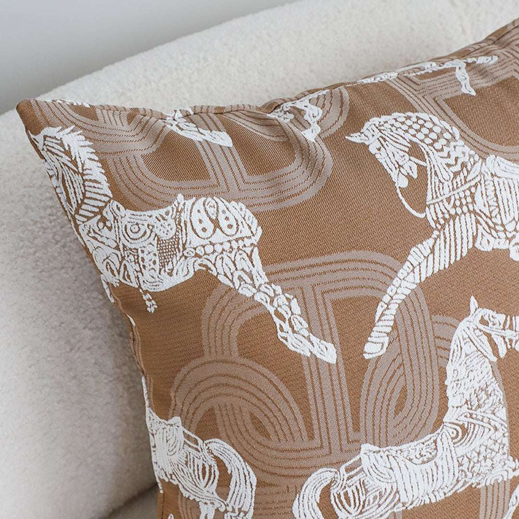 SOGA 2X 50cm Bohemian Camel Brown White Horse Pattern Throw Pillow $ 142