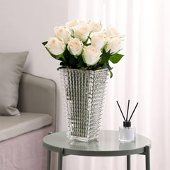 SOGA 22.5cm Handcrafted Clear Glass Vase Classic Design for Home Decor