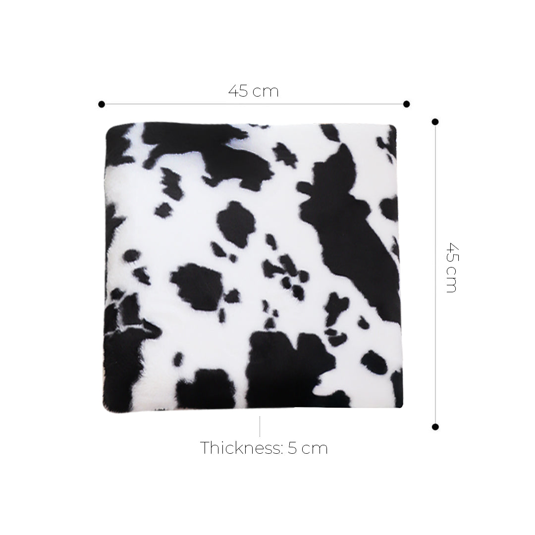 SOGA 2X 45cm Black Cow Print Square Cushion Soft Leaning Plush Backrest Throw Seat Pillow