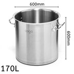 SOGA Stock Pot 170L Top Grade Thick Stainless Steel Stockpot 18/10 Without Lid