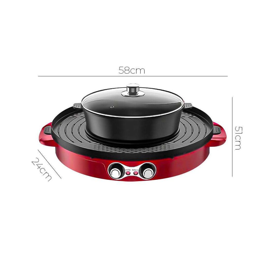 SOGA 2X 2-in-1 44CM Electric Hot Pot BBQ Grill Maifan Stone Non-Stick Coating 2100W $ 452