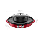 SOGA 2X 2-in-1 44CM Electric Hot Pot BBQ Grill Maifan Stone Non-Stick Coating 2100W $ 452